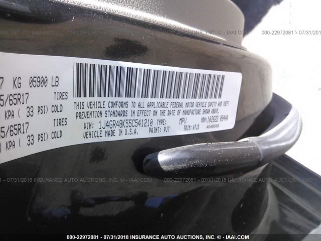 1J4GR48K55C541210 - 2005 JEEP GRAND CHEROKEE LAREDO/COLUMBIA/FREEDOM 灰色 照片 9