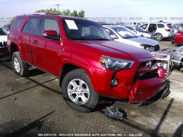 JTEBU5JR5H5447232 - 2017 TOYOTA 4RUNNER SR5 PREM/LTDL/TRAIL/TRD RED photo 1