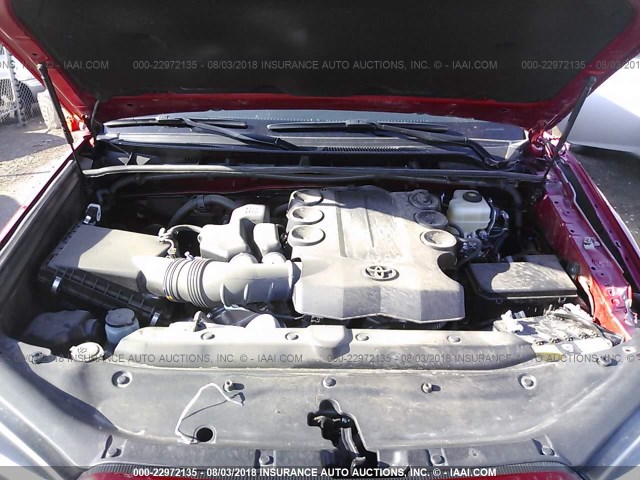 JTEBU5JR5H5447232 - 2017 TOYOTA 4RUNNER SR5 PREM/LTDL/TRAIL/TRD RED photo 10