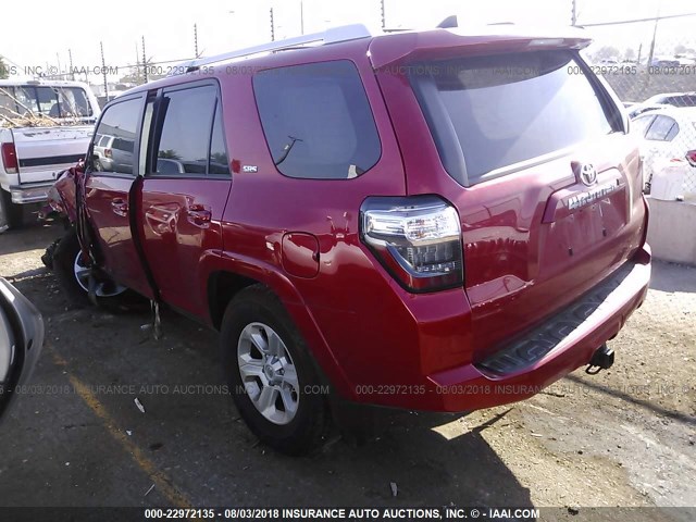 JTEBU5JR5H5447232 - 2017 TOYOTA 4RUNNER SR5 PREM/LTDL/TRAIL/TRD RED photo 3