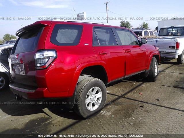 JTEBU5JR5H5447232 - 2017 TOYOTA 4RUNNER SR5 PREM/LTDL/TRAIL/TRD RED photo 4