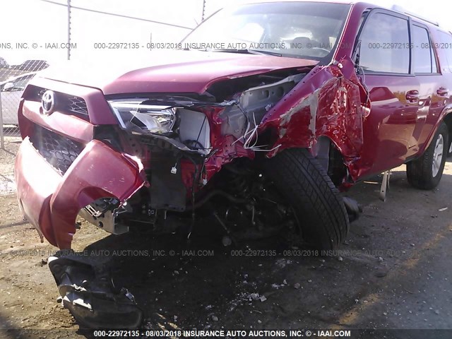 JTEBU5JR5H5447232 - 2017 TOYOTA 4RUNNER SR5 PREM/LTDL/TRAIL/TRD RED photo 6