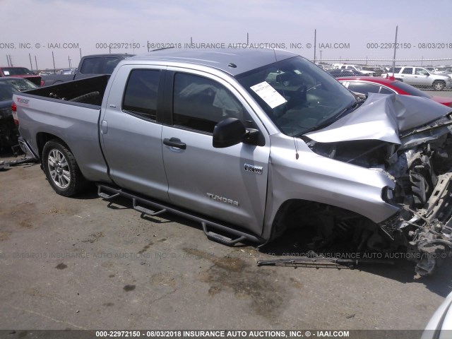 5TFUW5F12EX332632 - 2014 TOYOTA TUNDRA DOUBLE CAB SR/SR5 SILVER photo 1