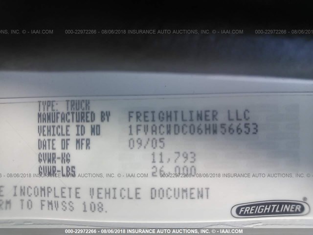 1FVACWDC06HW56653 - 2006 FREIGHTLINER M2 106 MEDIUM DUTY WHITE photo 10