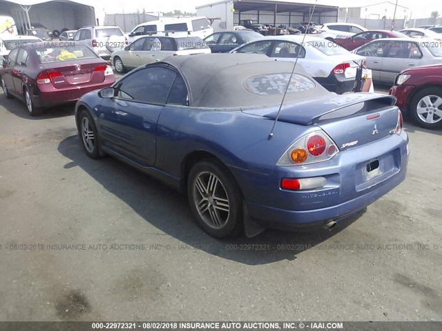 4A3AE75HX3E015249 - 2003 MITSUBISHI ECLIPSE SPYDER GTS BLUE photo 3