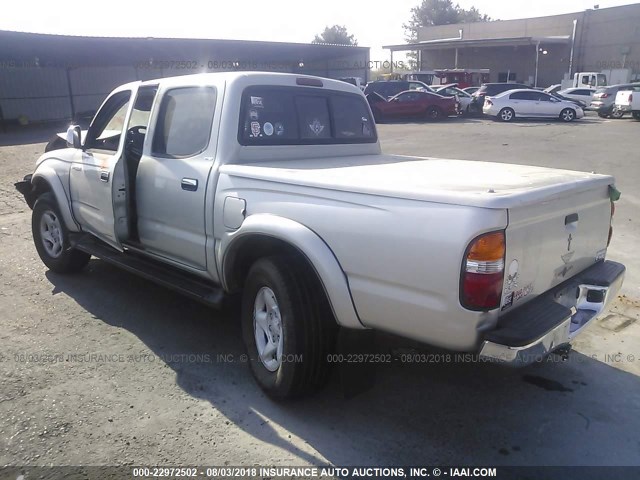 5TEGN92N61Z820212 - 2001 TOYOTA TACOMA DOUBLE CAB PRERUNNER SILVER photo 3