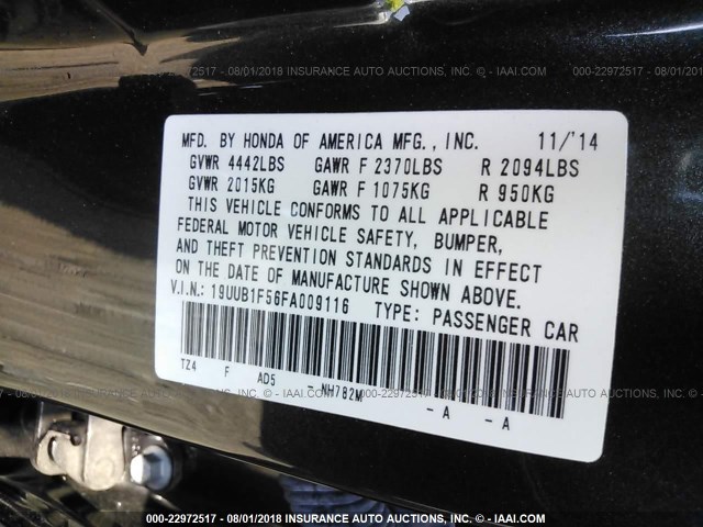 19UUB1F56FA009116 - 2015 ACURA TLX TECH GRAY photo 9