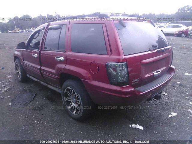 1J8GW68J22C202491 - 2002 JEEP GRAND CHEROKEE OVERLAND RED photo 3