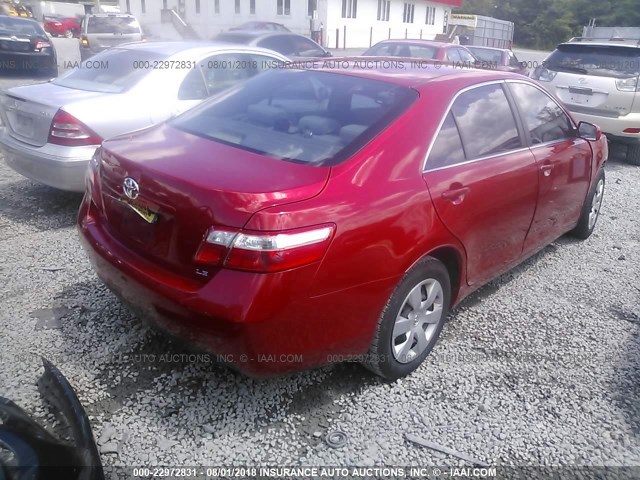 4T1BE46K09U414407 - 2009 TOYOTA CAMRY SE/LE/XLE RED photo 4