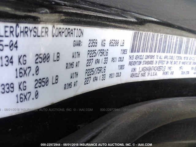 1J4GX48N74C435713 - 2004 JEEP GRAND CHEROKEE LAREDO/COLUMBIA/FREEDOM 黑色 照片 9