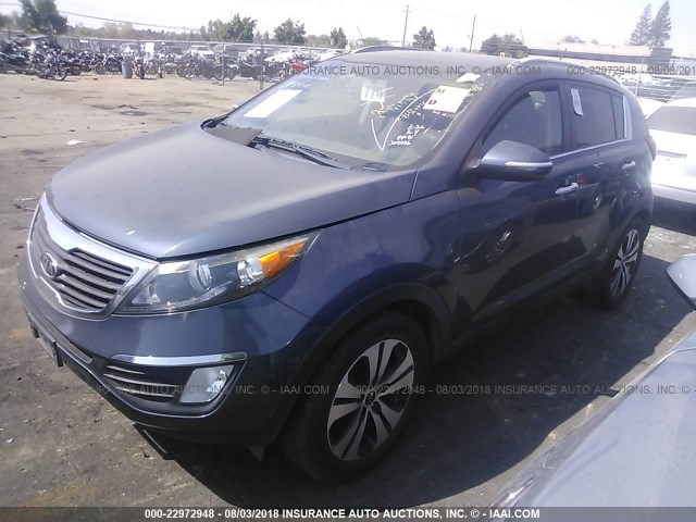 KNDPC3A2XC7305086 - 2012 KIA SPORTAGE EX BLUE photo 2