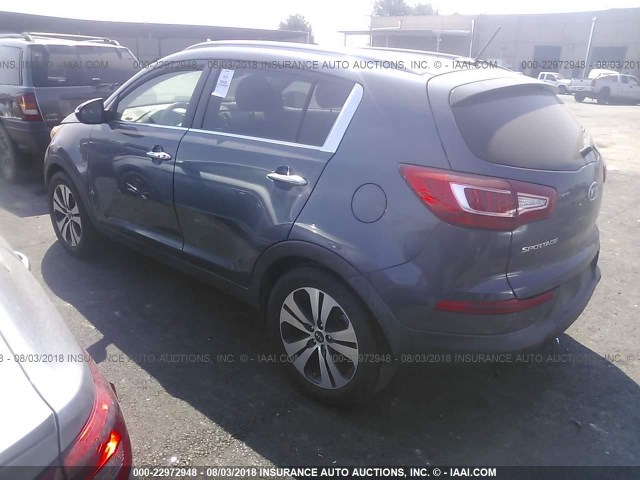 KNDPC3A2XC7305086 - 2012 KIA SPORTAGE EX BLUE photo 3