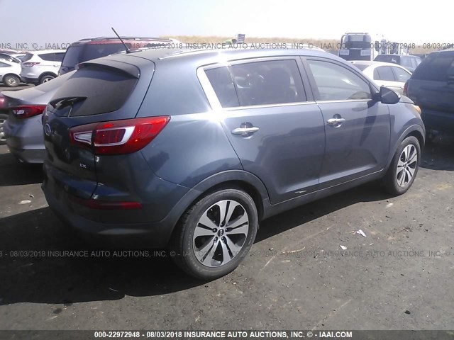 KNDPC3A2XC7305086 - 2012 KIA SPORTAGE EX BLUE photo 4