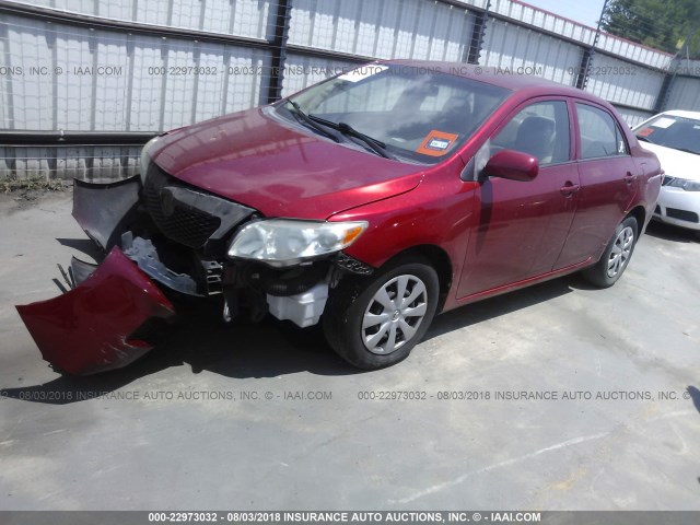 JTDBL40E799051376 - 2009 TOYOTA COROLLA LE/XLE RED photo 2