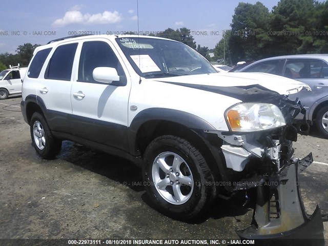 4F2YZ06145KM36628 - 2005 MAZDA TRIBUTE S WHITE photo 1