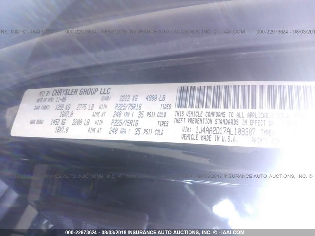 1J4AA2D17AL109307 - 2010 JEEP WRANGLER SPORT 绿色 照片 9