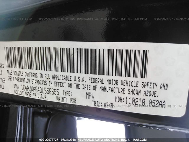 1C4AJWAG4DL558695 - 2013 JEEP WRANGLER SPORT 黑色 照片 9