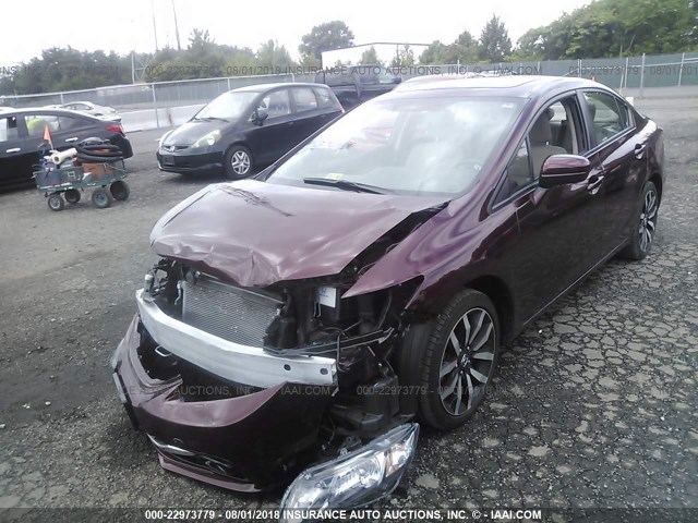 2HGFB2F97FH554213 - 2015 HONDA CIVIC EXL RED photo 2