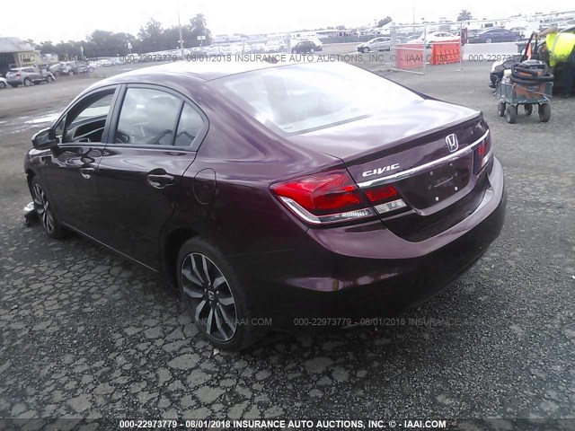 2HGFB2F97FH554213 - 2015 HONDA CIVIC EXL RED photo 3