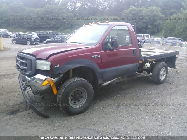 1FTSF31L81ED89105 - 2001 FORD F350 SRW SUPER DUTY MAROON photo 2