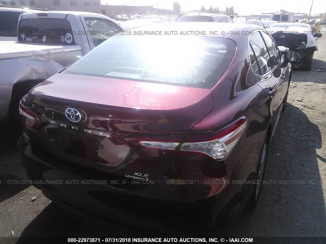 4T1B21HK7JU507546 - 2018 TOYOTA CAMRY HYBRID/LE/XLE/SE RED photo 4