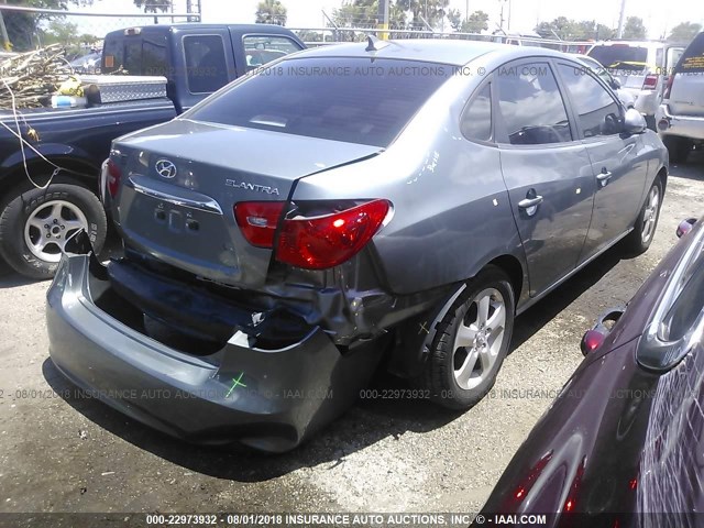 KMHDU4ADXAU971253 - 2010 HYUNDAI ELANTRA BLUE/GLS/SE GRAY photo 4