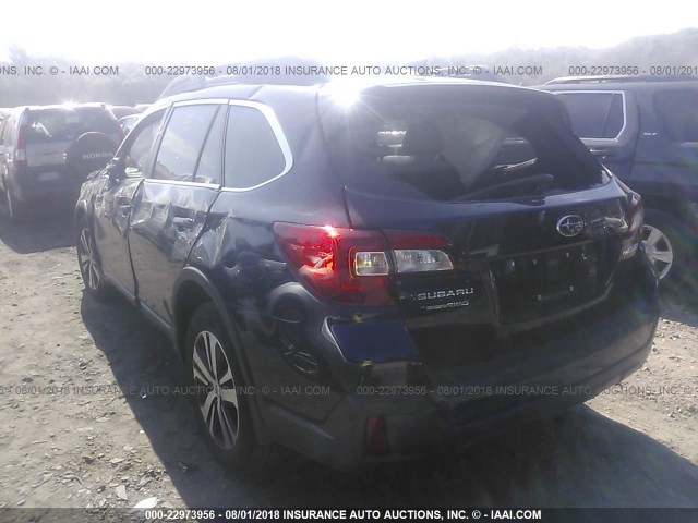 4S4BSAKC5J3211464 - 2018 SUBARU OUTBACK 2.5I LIMITED Dark Blue photo 3