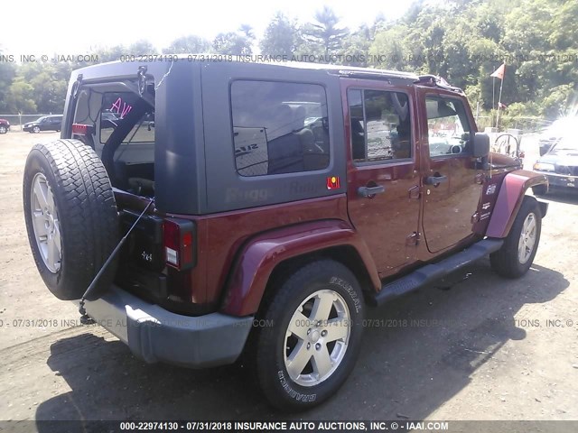 1J4GA591X8L533756 - 2008 JEEP WRANGLER UNLIMITE SAHARA BURGUNDY photo 4