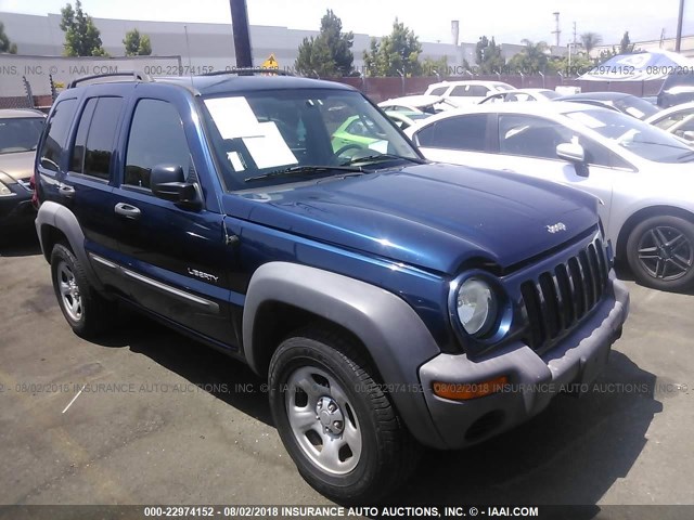 1J8GL48K84W117047 - 2004 JEEP LIBERTY SPORT BLUE photo 1