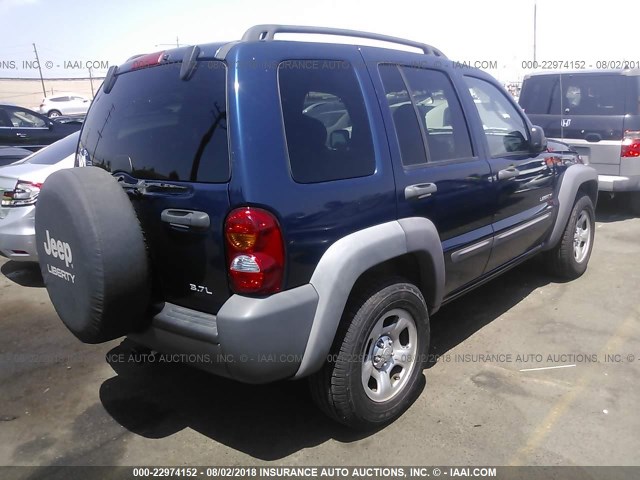 1J8GL48K84W117047 - 2004 JEEP LIBERTY SPORT BLUE photo 4