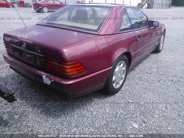 WDBFA67E6SF115356 - 1995 MERCEDES-BENZ SL 500 MAROON photo 4