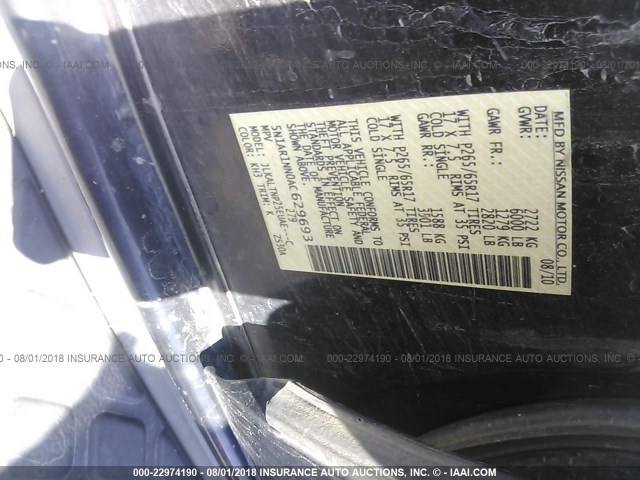 5N1AR1NN0AC629693 - 2010 NISSAN PATHFINDER S/LE/SE BLACK photo 9