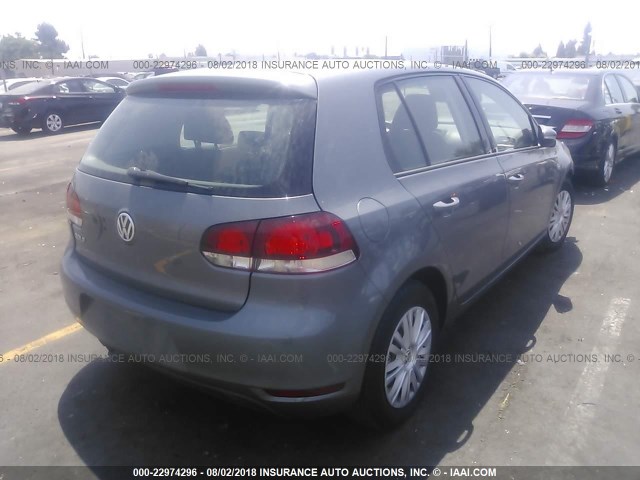 WVWDB7AJ4DW128496 - 2013 VOLKSWAGEN GOLF GRAY photo 4