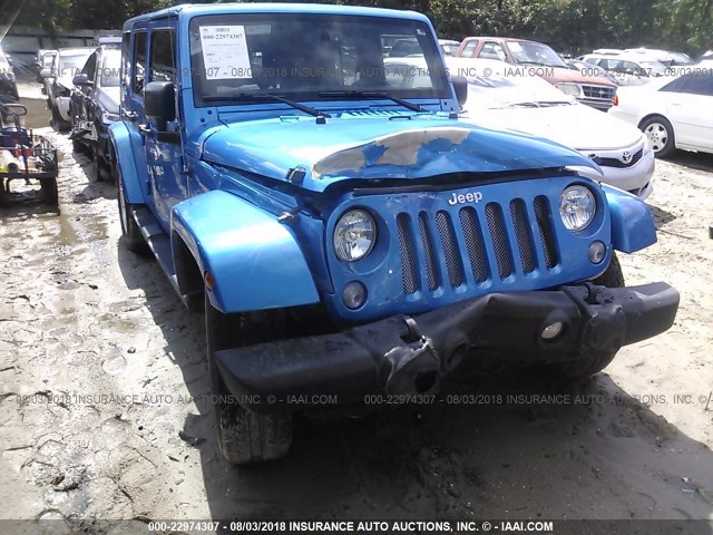 1C4BJWEG5FL690558 - 2015 JEEP WRANGLER UNLIMITE SAHARA BLUE photo 6