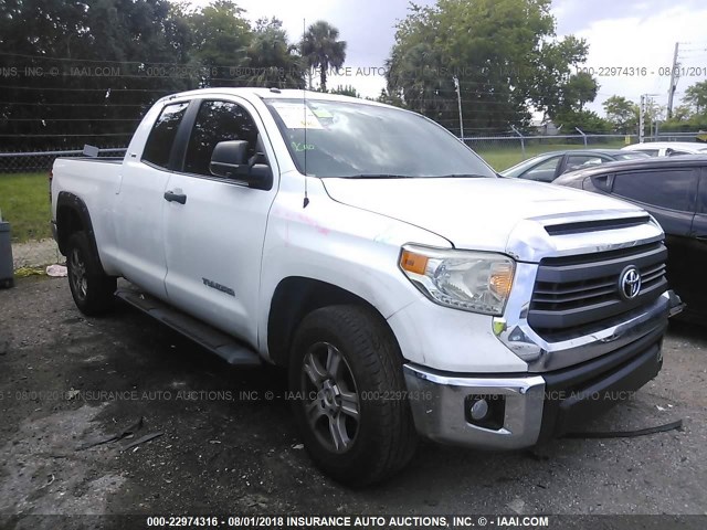 5TFRM5F15EX078782 - 2014 TOYOTA TUNDRA DOUBLE CAB SR/SR5 WHITE photo 1