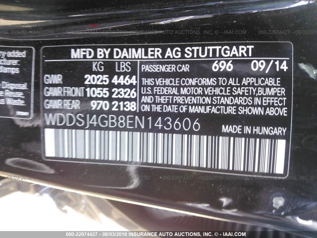 WDDSJ4GB8EN143606 - 2014 MERCEDES-BENZ CLA 250 4MATIC BLACK photo 9