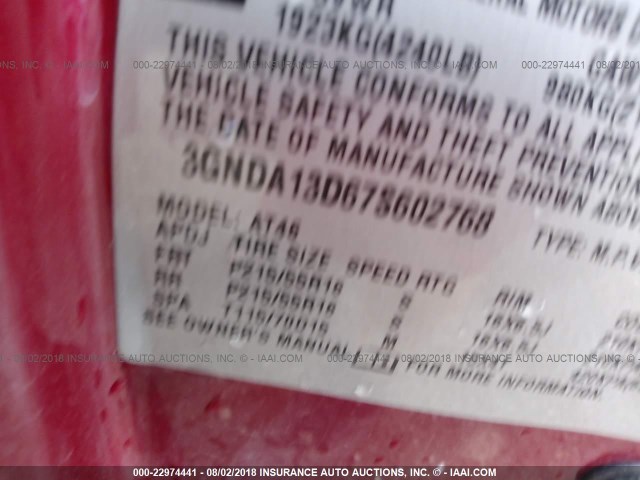 3GNDA13D67S602768 - 2007 CHEVROLET HHR LS MAROON photo 9