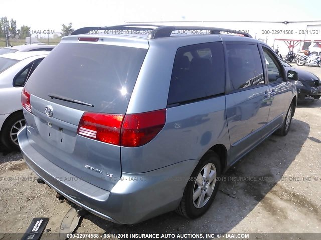 5TDZA23C54S163557 - 2004 TOYOTA SIENNA CE/LE Light Blue photo 4