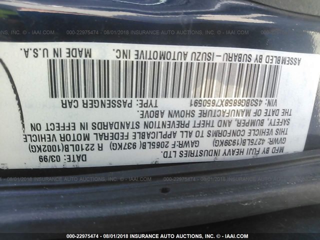 4S3BG6858X7650591 - 1999 SUBARU LEGACY OUTBACK/SSV/LIMITED/30TH Dark Blue photo 9