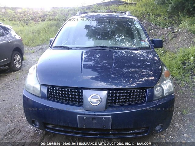 5N1BV28U66N114380 - 2006 NISSAN QUEST S/SE/SL BLUE photo 6