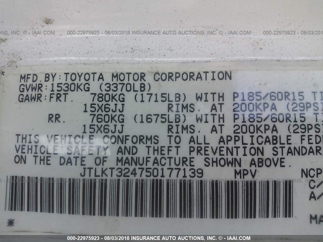 JTLKT324750177139 - 2005 TOYOTA SCION XB Weiß Foto 9