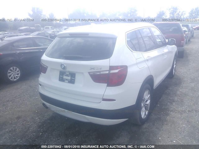 5UXWX9C51D0A32822 - 2013 BMW X3 XDRIVE28I WHITE photo 4