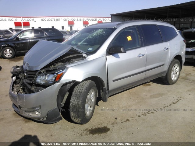 1GNKRFKD0EJ153942 - 2014 CHEVROLET TRAVERSE LS SILVER photo 2