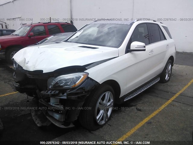 4JGDA5HB3EA386167 - 2014 MERCEDES-BENZ ML 350 4MATIC WHITE photo 2