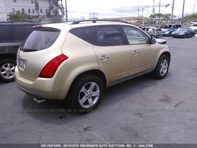 JN8AZ08T94W216719 - 2004 NISSAN MURANO SL/SE GOLD photo 4