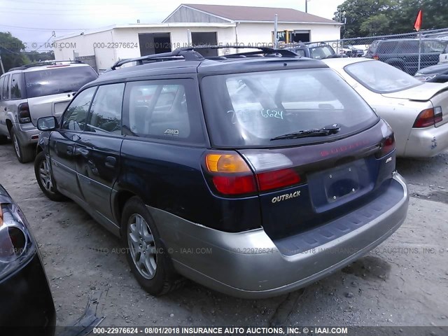 4S3BH665927641830 - 2002 SUBARU LEGACY OUTBACK BLUE photo 3