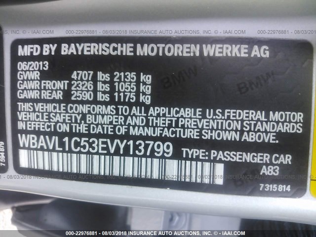 WBAVL1C53EVY13799 - 2014 BMW X1 XDRIVE28I SILVER photo 9