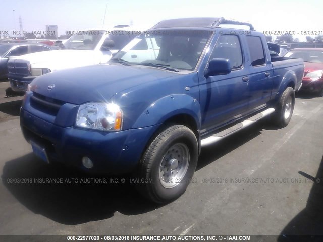 1N6ED29X22C374775 - 2002 NISSAN FRONTIER CREW CAB XE/CREW CAB SE BLUE photo 2