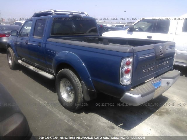 1N6ED29X22C374775 - 2002 NISSAN FRONTIER CREW CAB XE/CREW CAB SE BLUE photo 3