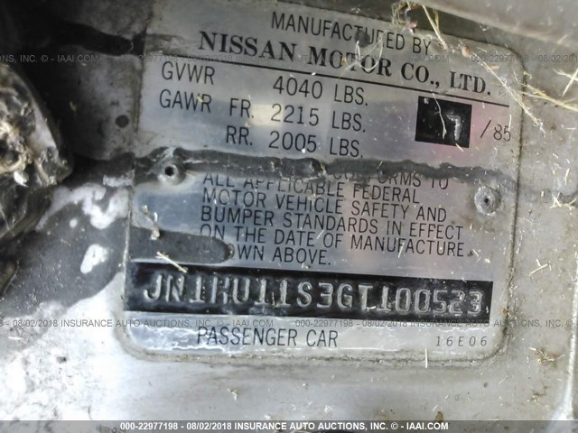 JN1HU11S3GT100523 - 1986 NISSAN MAXIMA SILVER photo 9